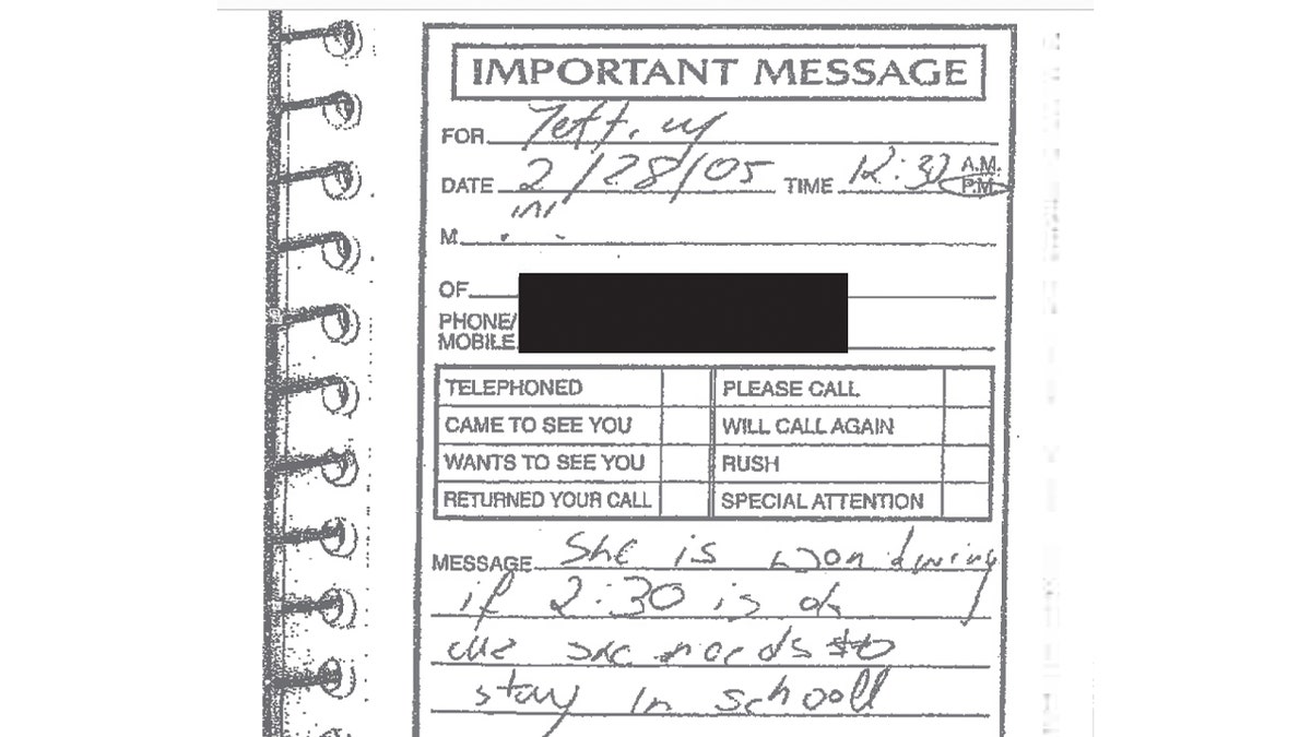 Screenshot of a note in a phone book