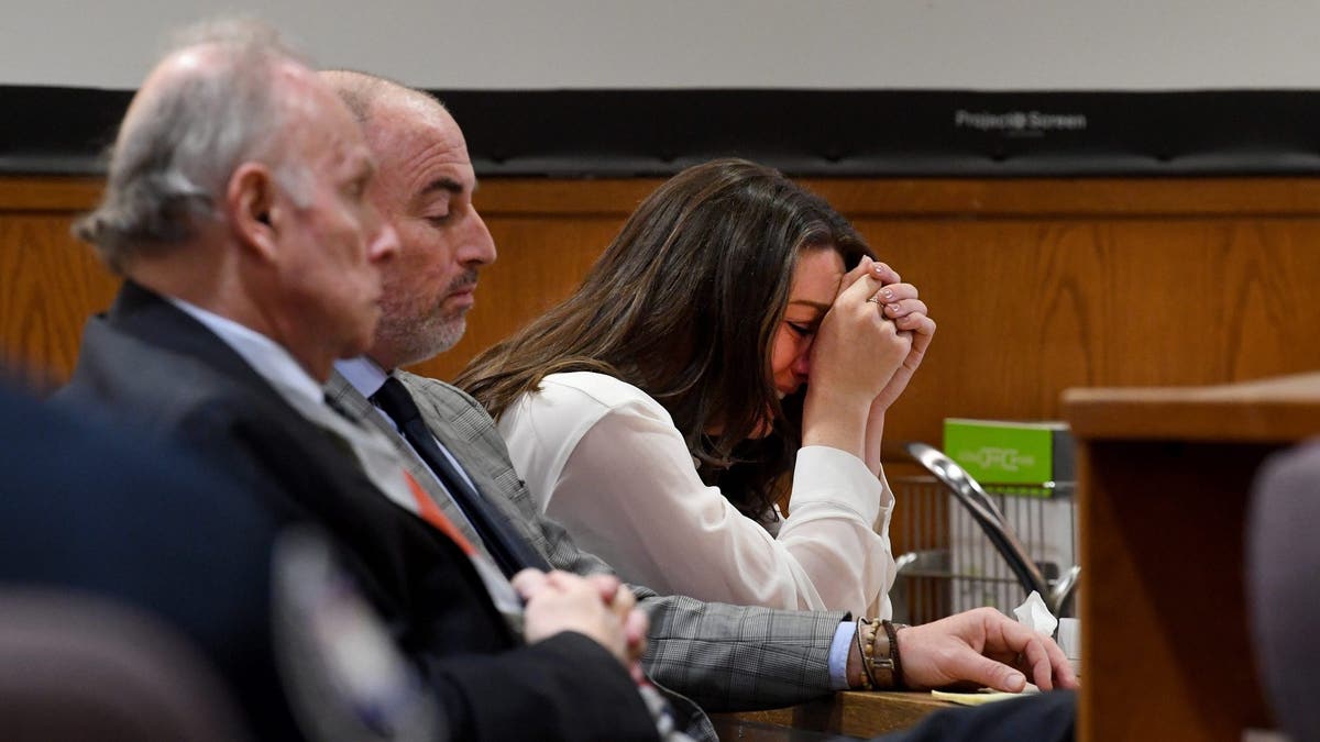 Bryn Spejcher reacts as the jury finds her guilty