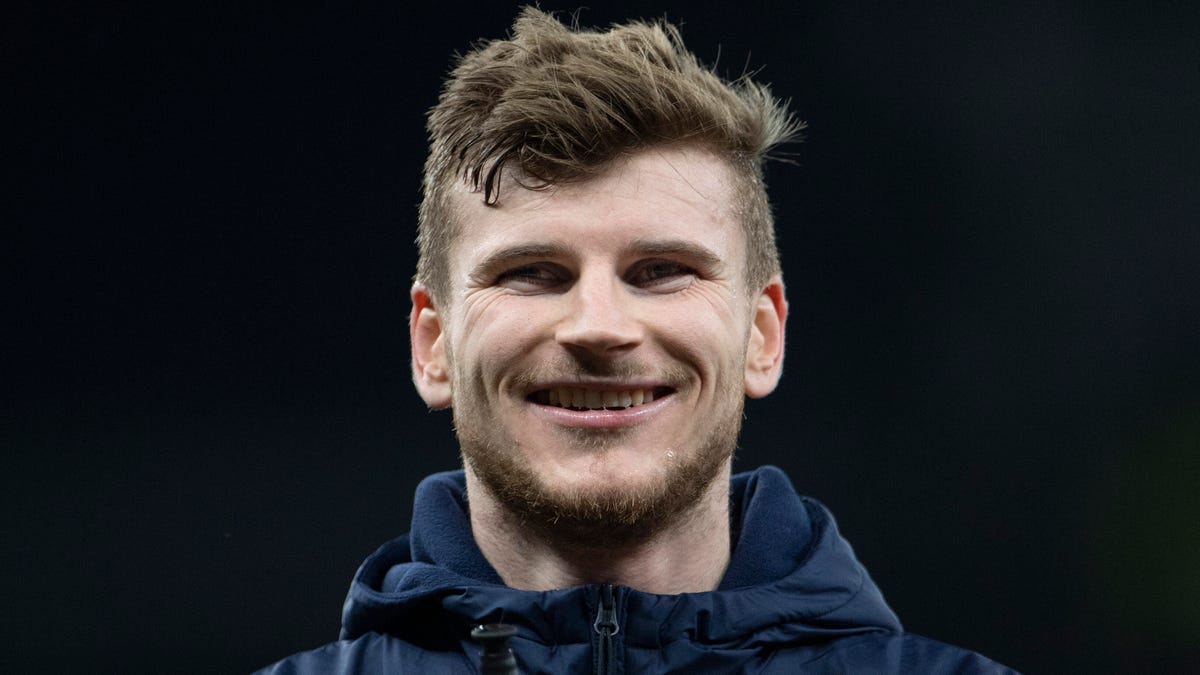 Footballer Timo Werner smiling, looking towards the camera.