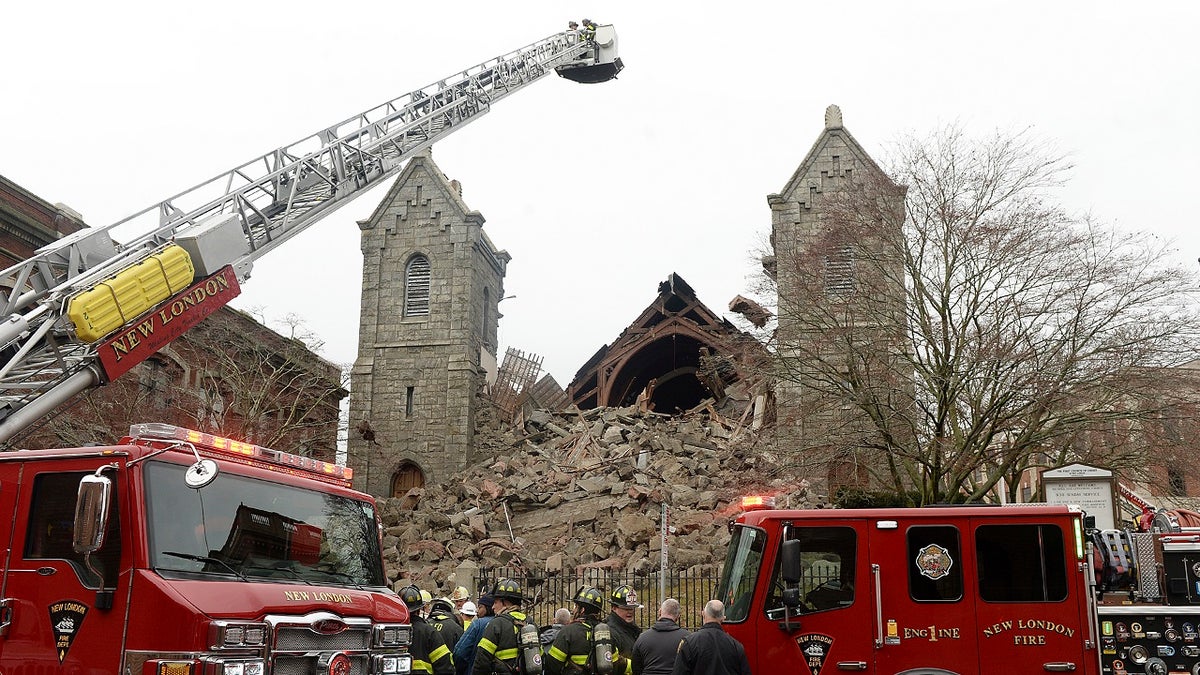 Church collapse view in Connecticut