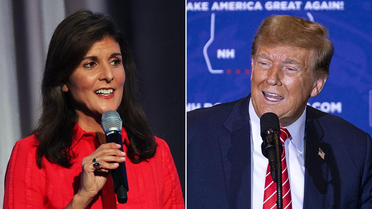 A split of Haley and Trump speaking