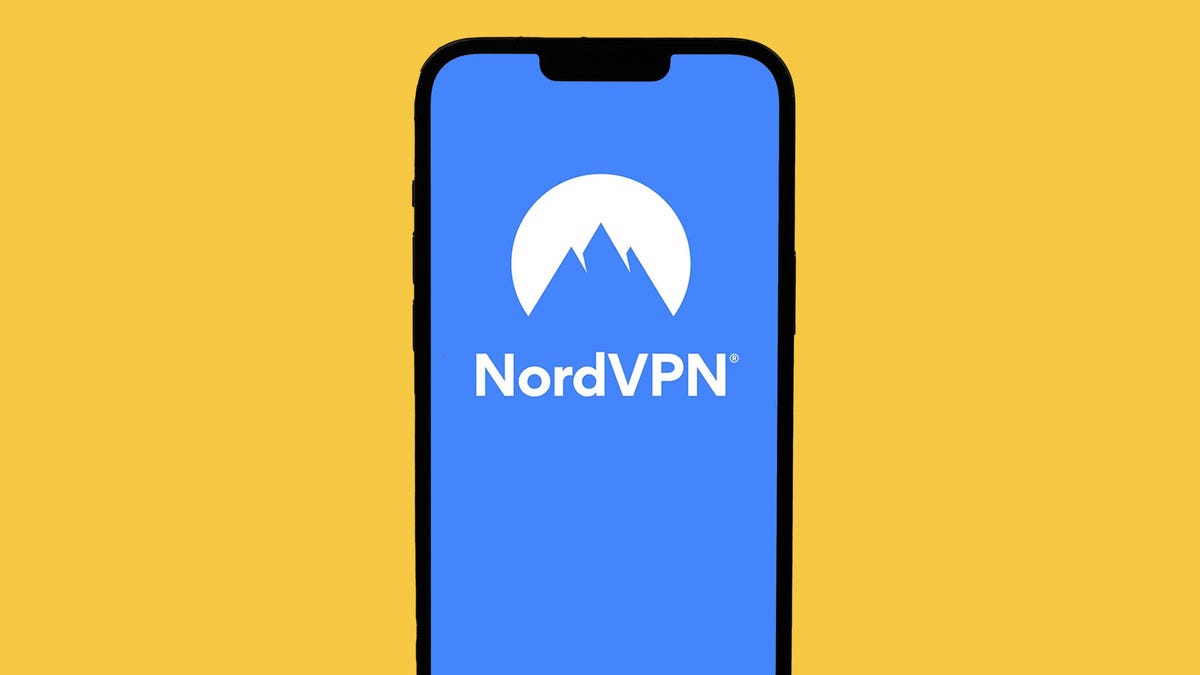 NordVPN logo on a phone screen