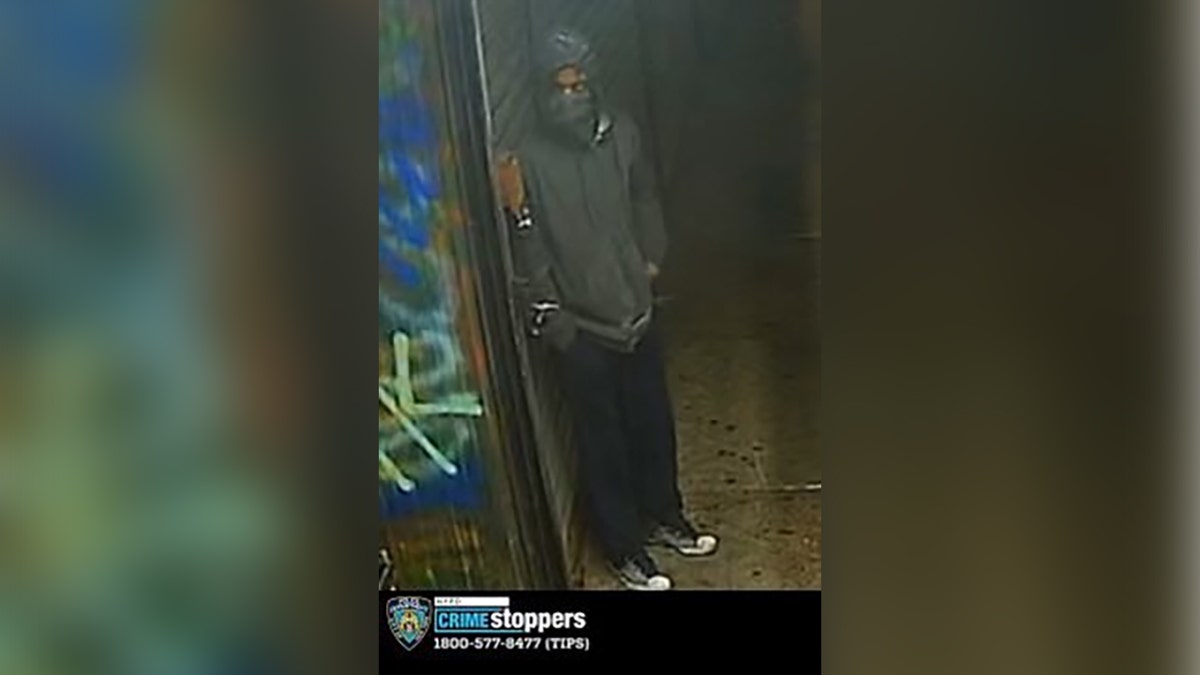 Surveillance camera footage of an unidentified suspect in multiple stabbing incidents