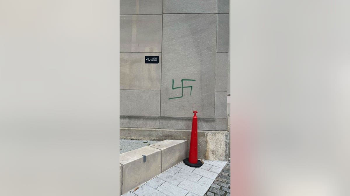 Swastika on Holocaust memorial