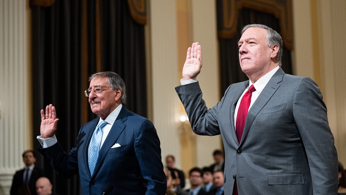 Pompeo and Panetta being sworn in