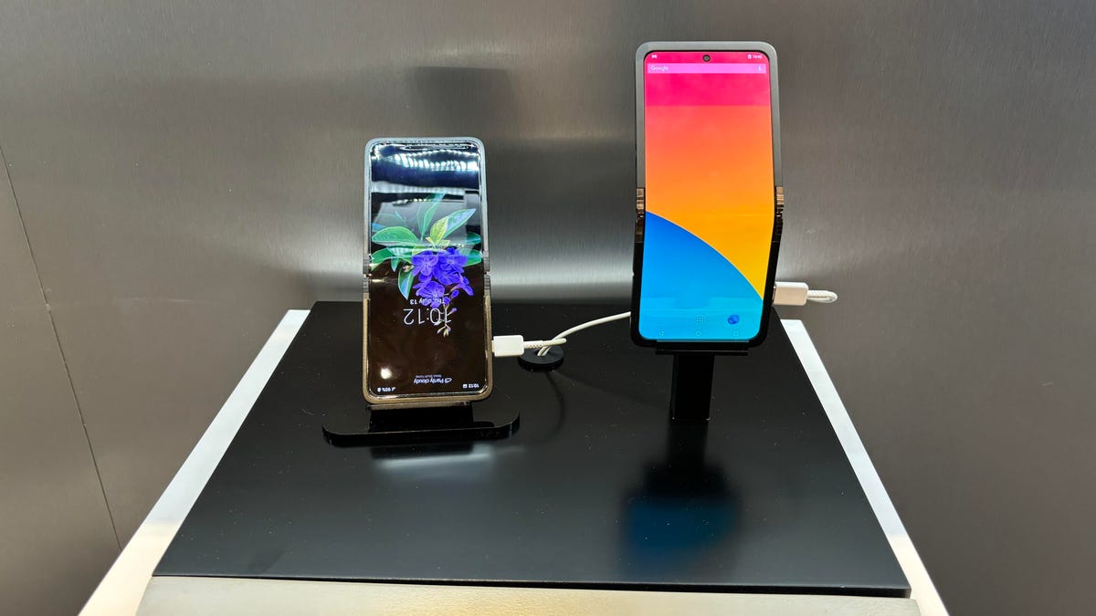 Samsung's Flex In & Out concept phone opened on display