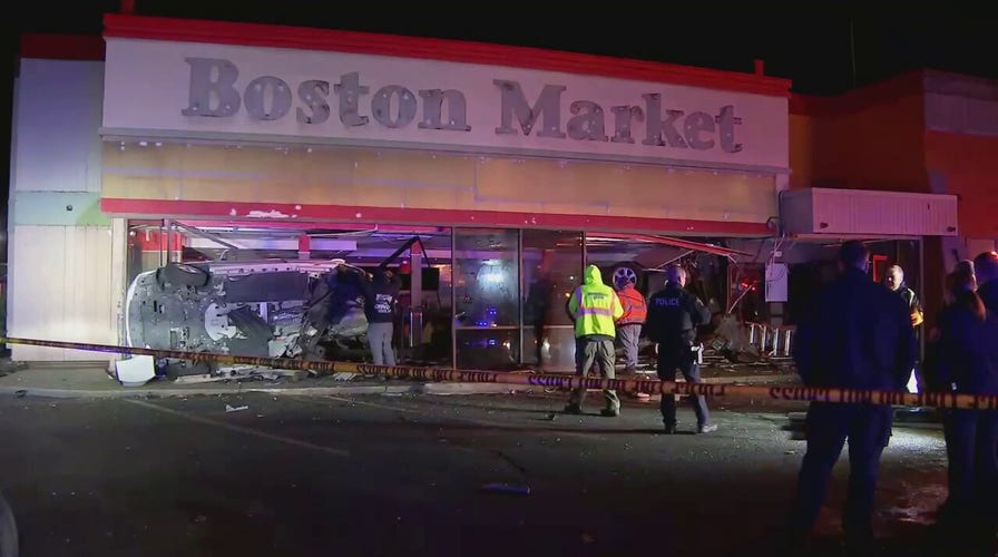 Massachusetts crash leaves two cars lodged in former restaurant location