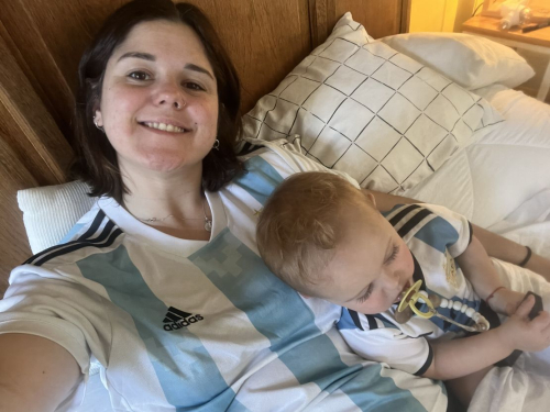 Juliana and Thomás' son was born the day after the 2021 Copa America final.