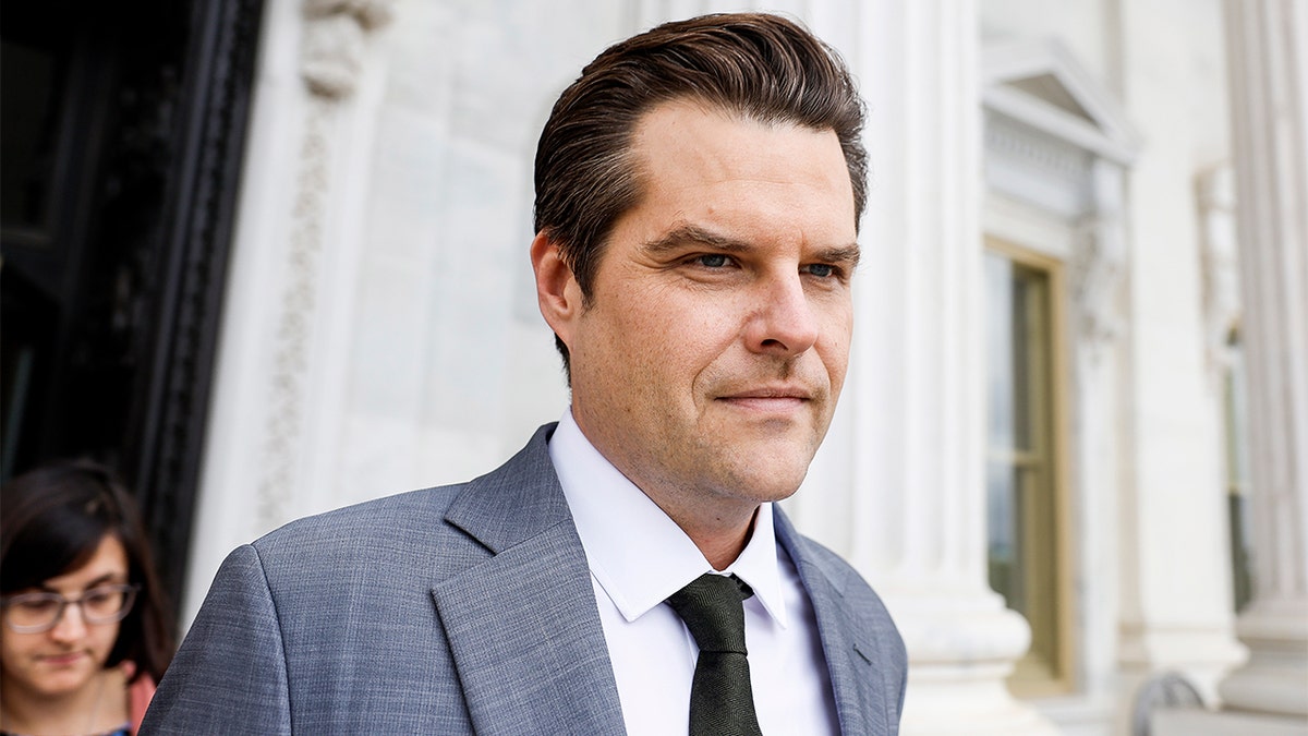 Photo of Rep. Gaetz leaving the Capitol Building.
