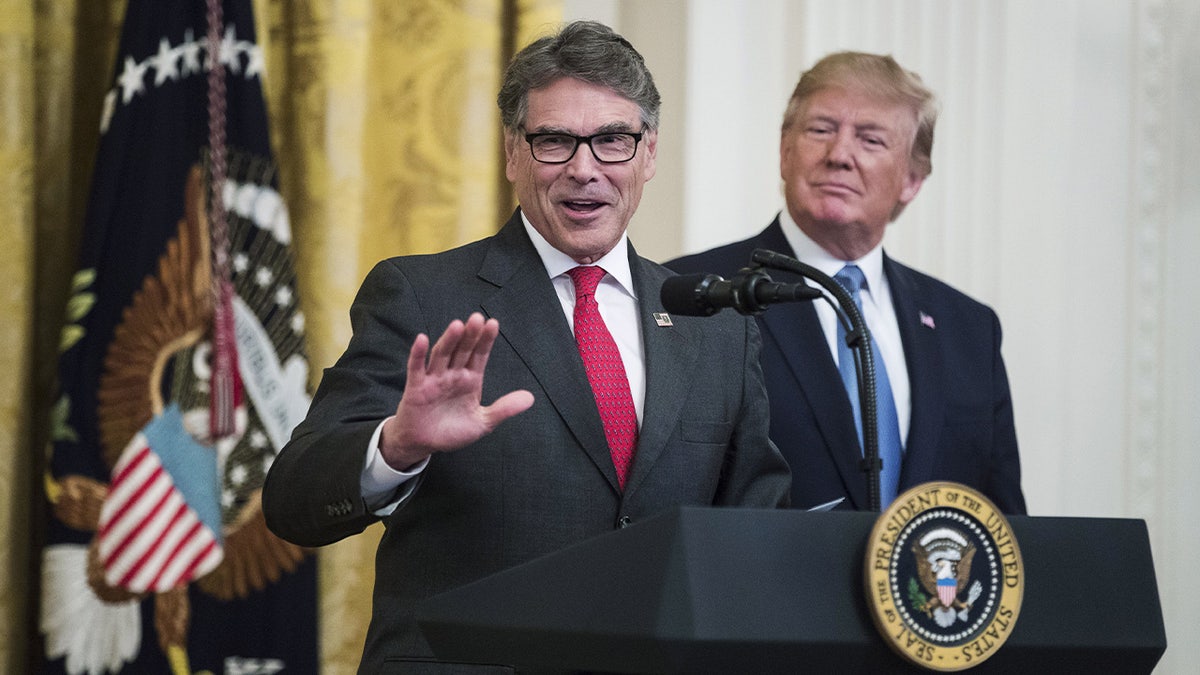 Rick Perry, U.S. secretary of energy, delivers remarks on "America's environmental leadership" during an event with U.S. President Donald Trump in the East Room of the White House in Washington, D.C., U.S., on Monday, July 8, 2019.