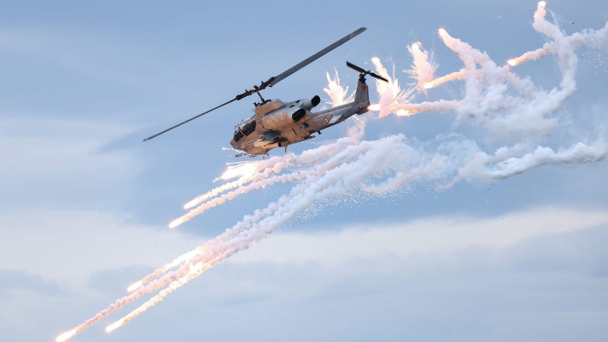 Helicopter during a military exercise