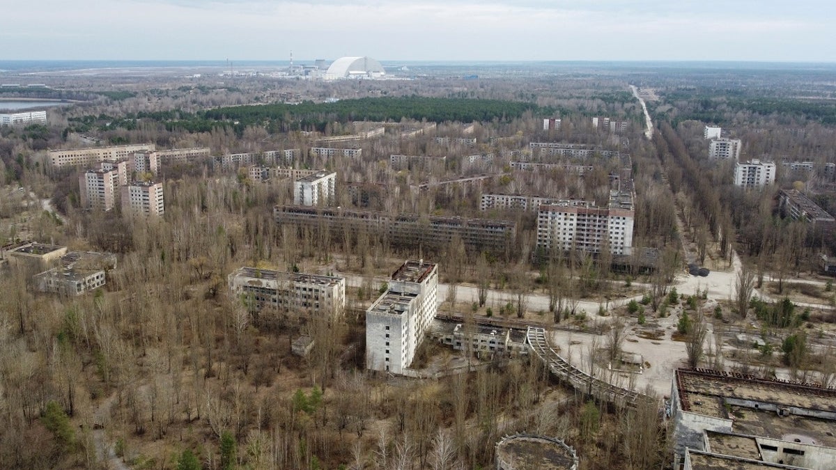 Aerial photo of Chernobyl Nuclear Power Plant in Ukraine