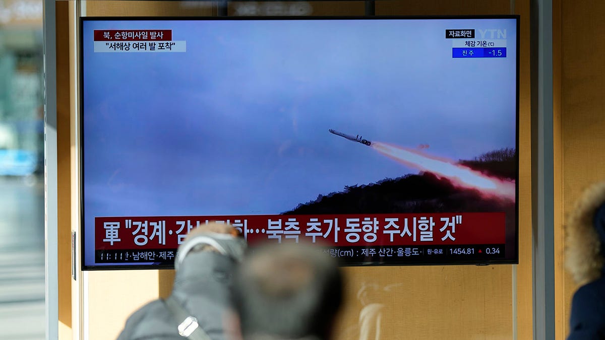 Television showing North Korea missiles