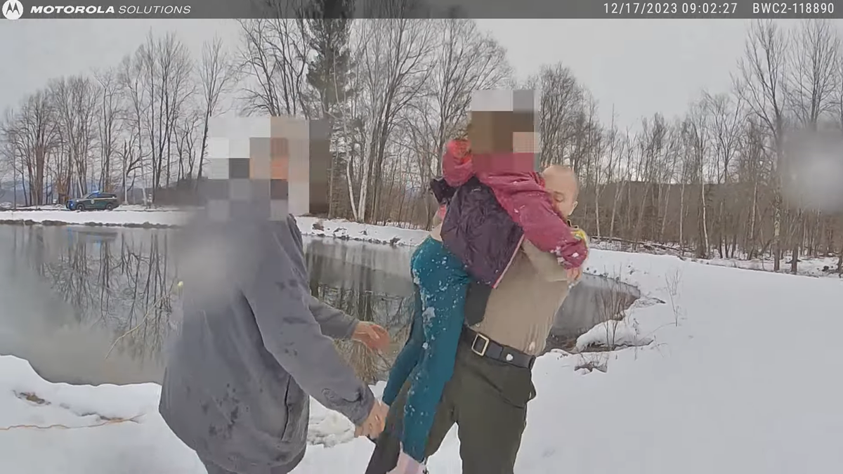 Vermont State police ice pond rescue