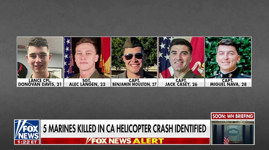 5 Marines killed in helicopter crash are identified 