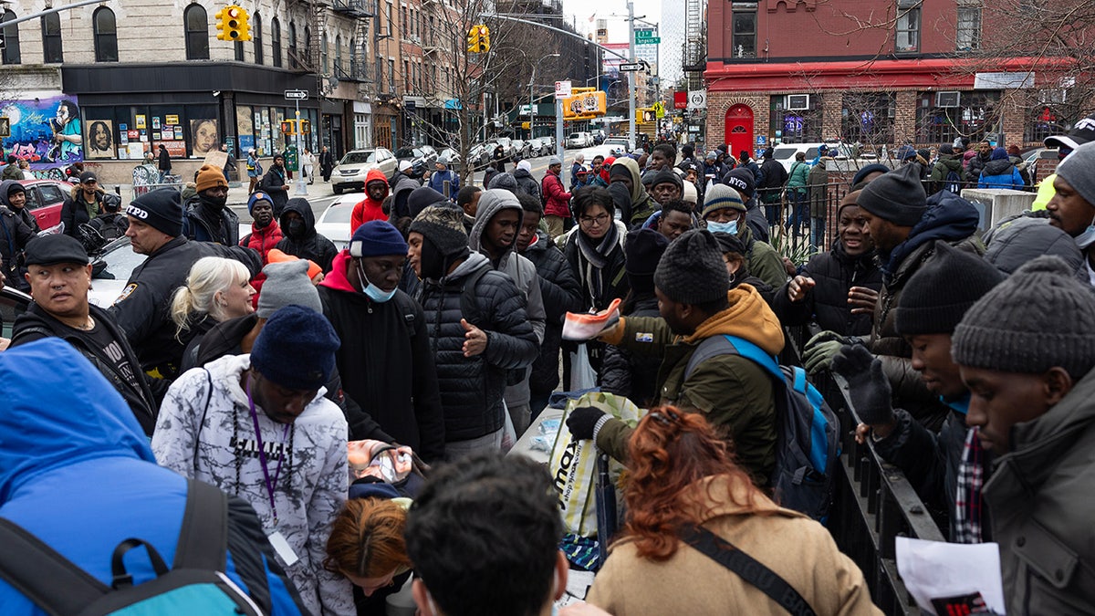 Migrants given food in NYC