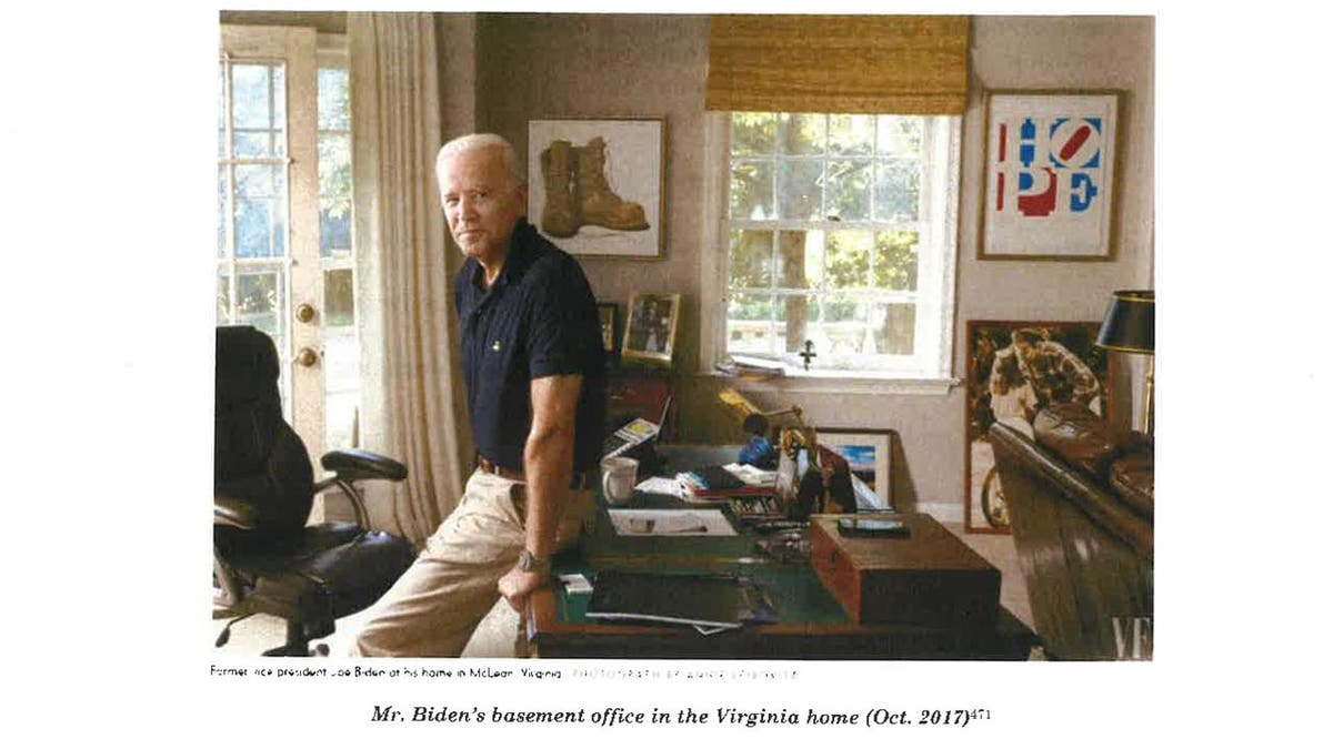 This image from Special Council Robert Hur’s investigation released by the Department of Justice on Thursday, February 8, 2024 shows Joe Biden inside his Virginia home office in October 2017.