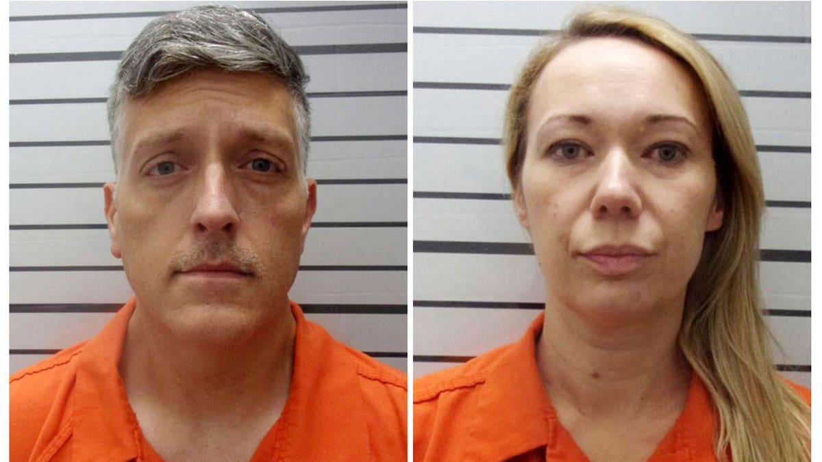 Mugshots of Jon Hallford, left, and Carie Hallford, right, the owners of Return to Nature Funeral Home