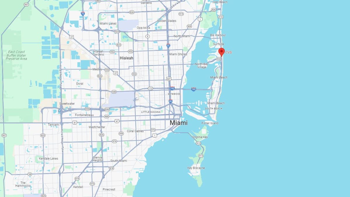 Miami Beach CVS pinpointed on Google Maps