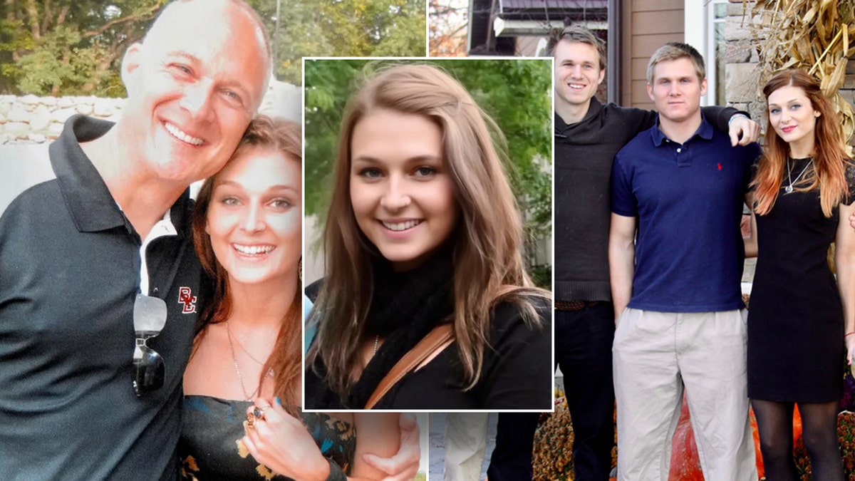 A collage of photos of Megan Drumhiller with her family