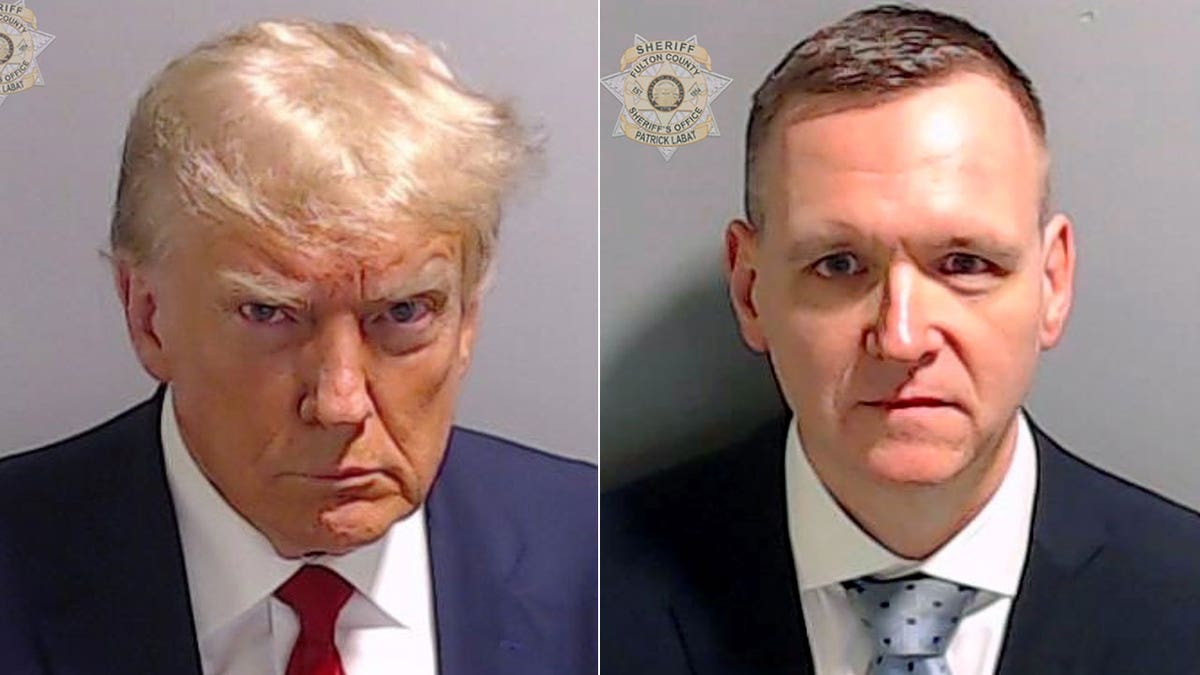 Trump and Michael Roman in Fulton County booking photos