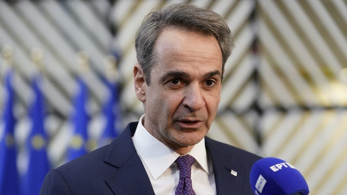 Kyriakos Mitsotakis talks with the media in Brussels 
