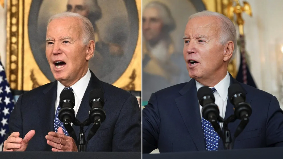 President Joe Biden press conference split image