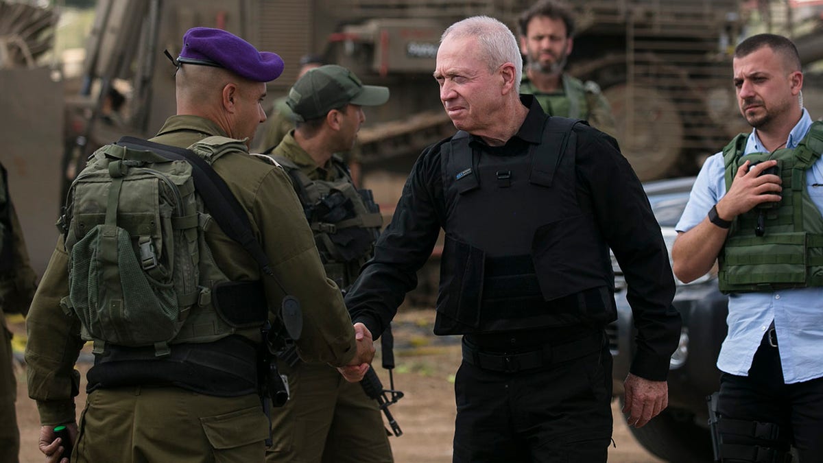 Israeli Minister of Defense Yoav Gallant meets with troops