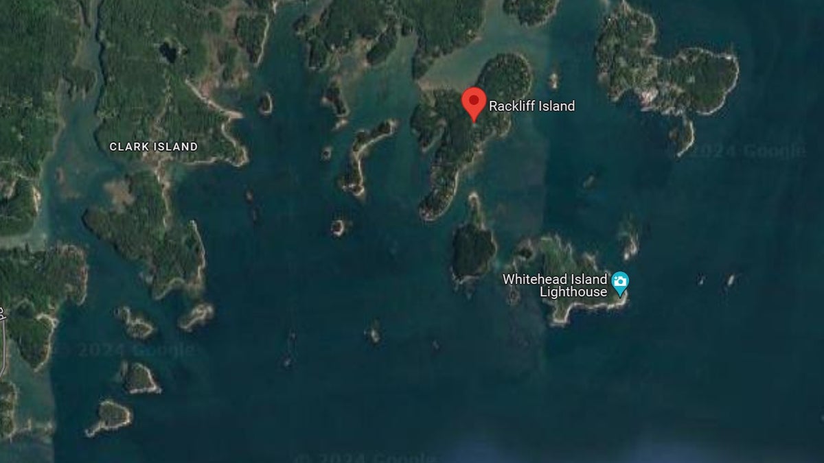 Google Maps showing the area where a man nearly drowned off the coast of Maine