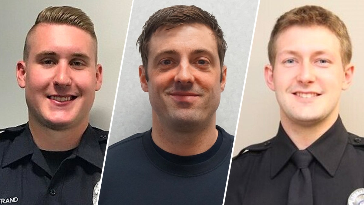 Burnsville officers Paul Elmstrand (left) and Matthew Ruge (right) with firefighter-paramedic Adam Finseth.