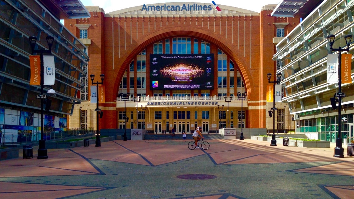 Front facade of the American Airlines Center in Dallas, Texas.