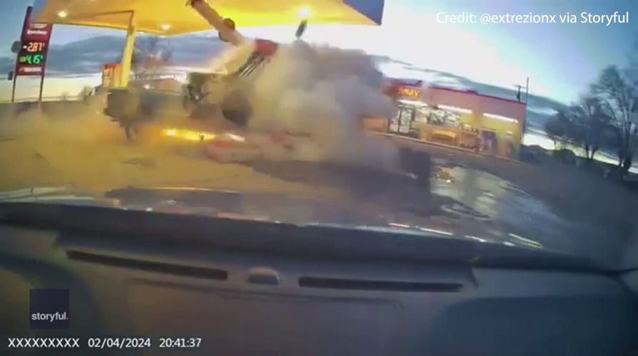 Truck slams into New Mexico gas station, driver escapes with minor injuries