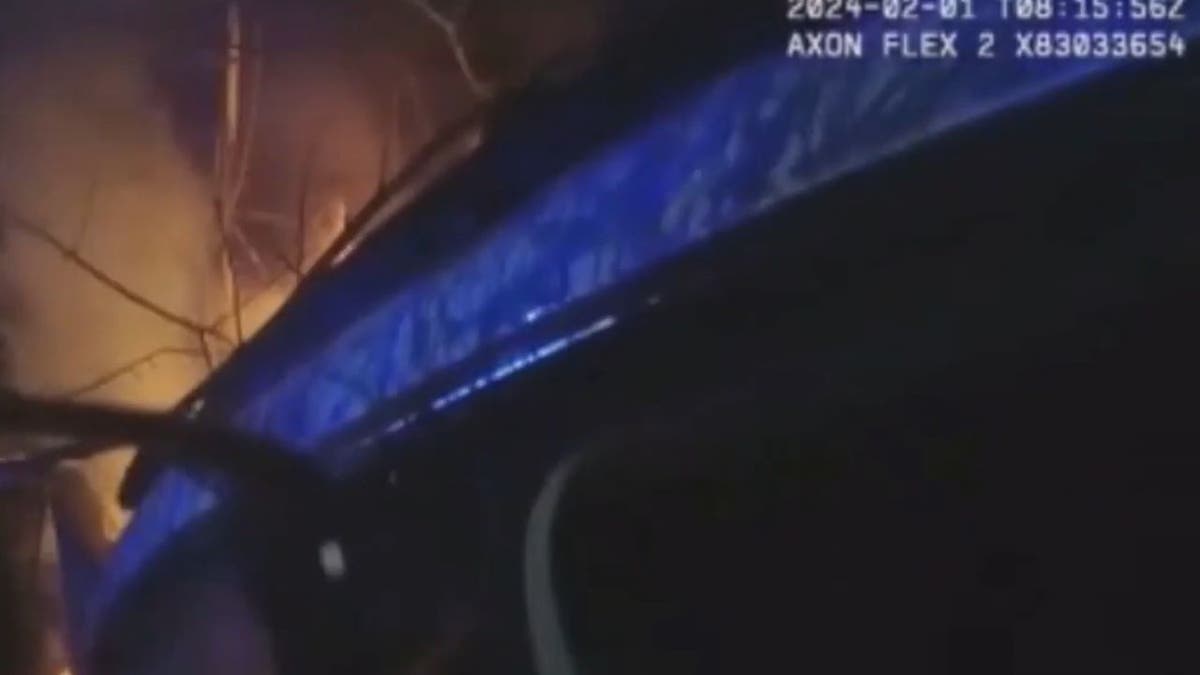 Scene of car crash from bodycam footage