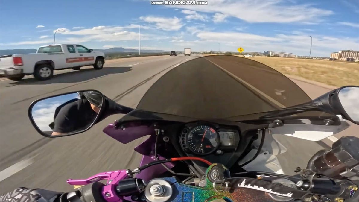 Motorcycle down Colorado highway