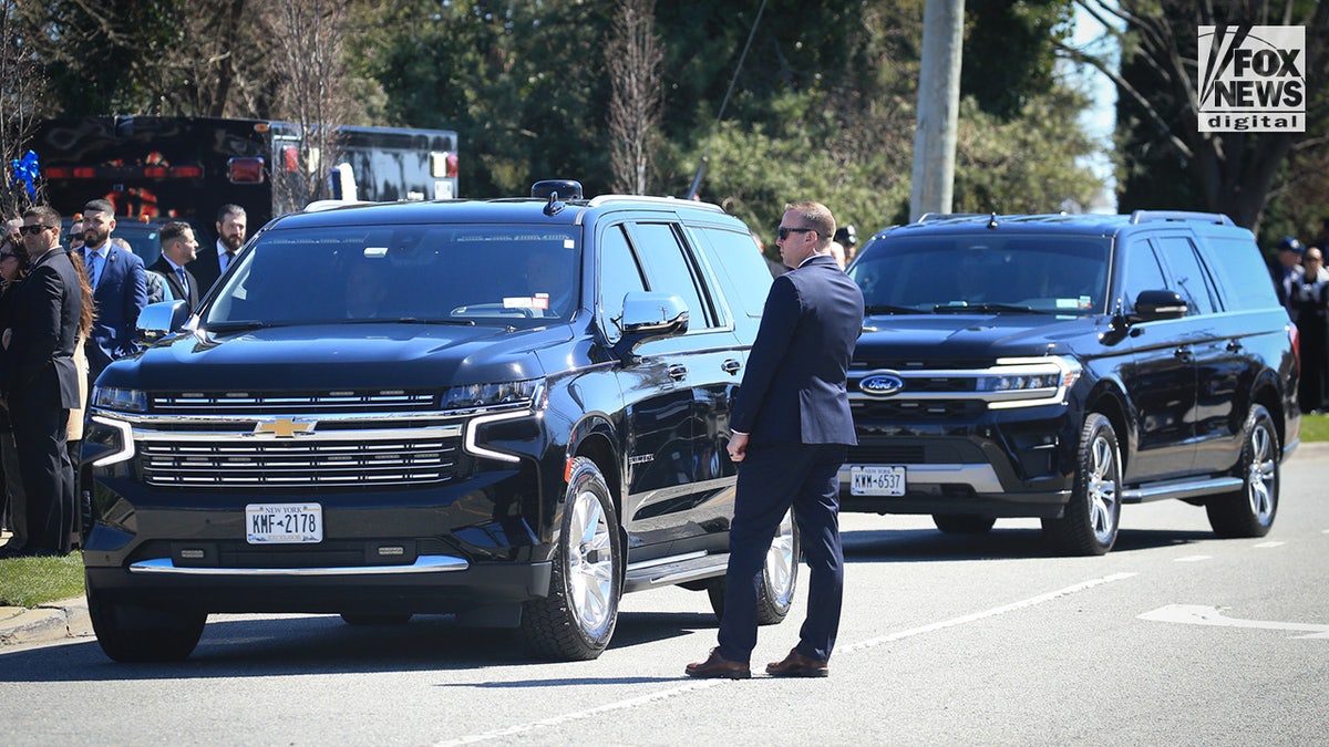 New York Governor Kathy Hochul arrives at the wake for slain NYPD officer Jonathan Diller at the Massapequa Funeral Home