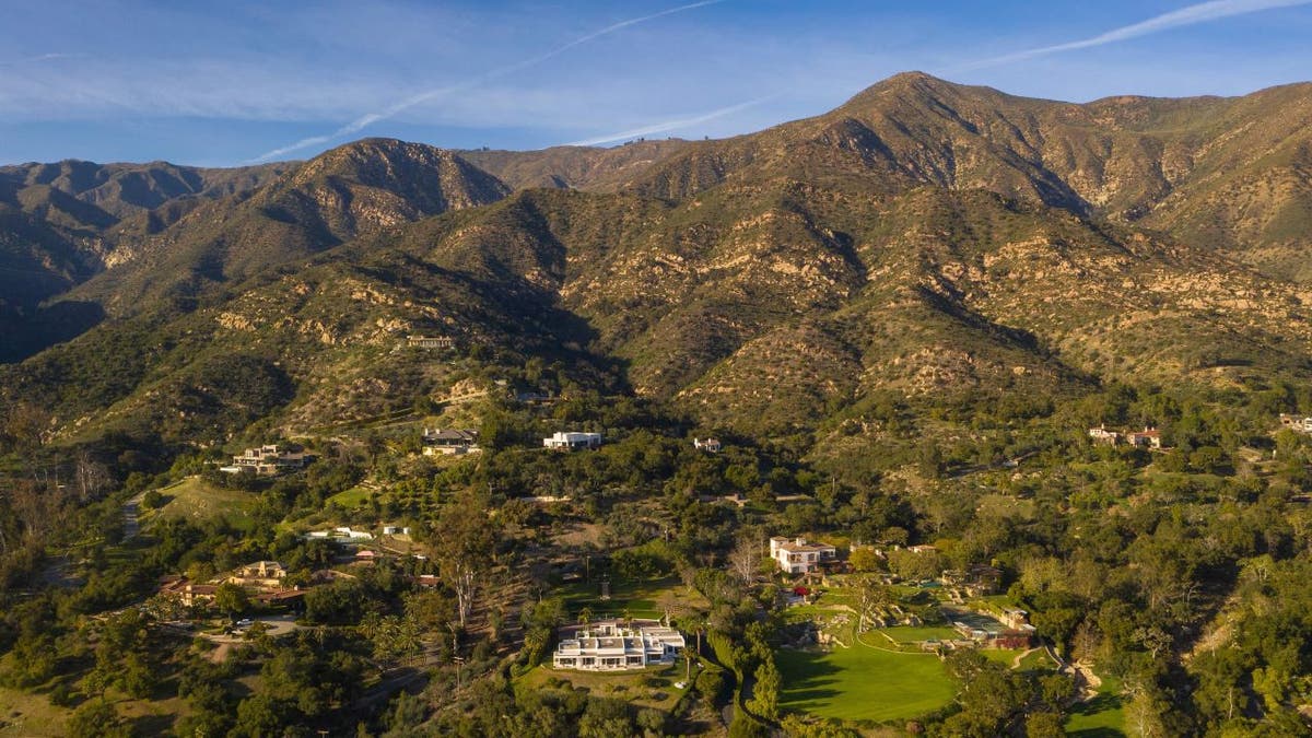 Aerial shot of Montecito mountains