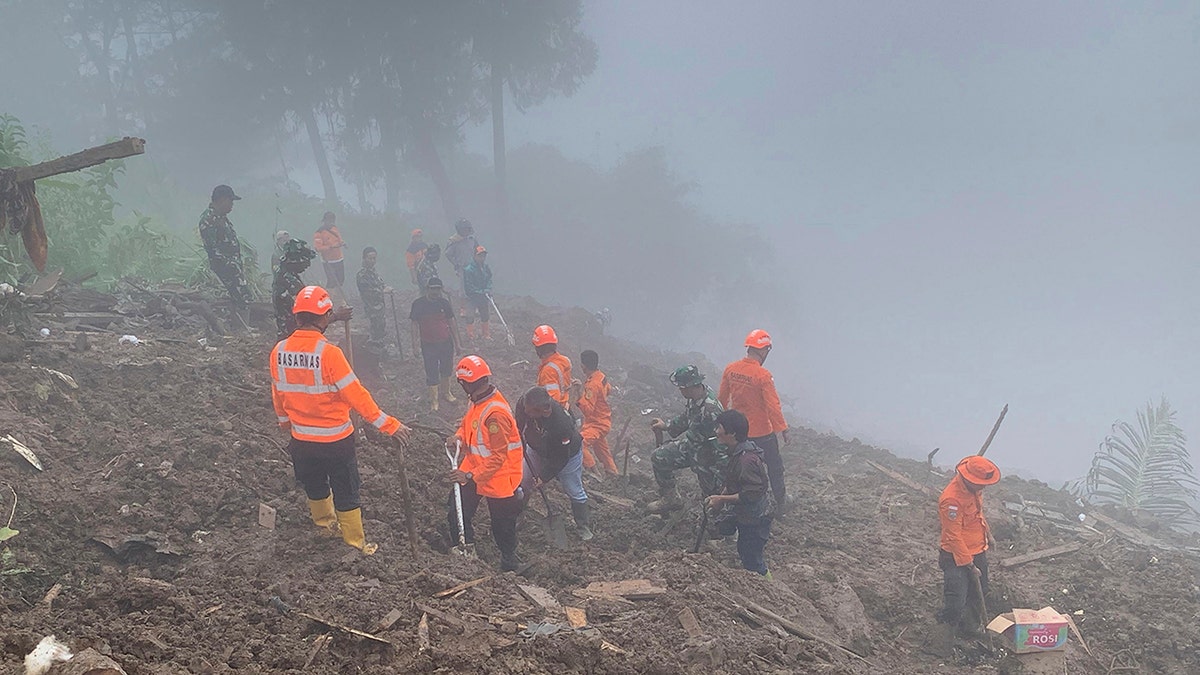 Rescuers on a hill