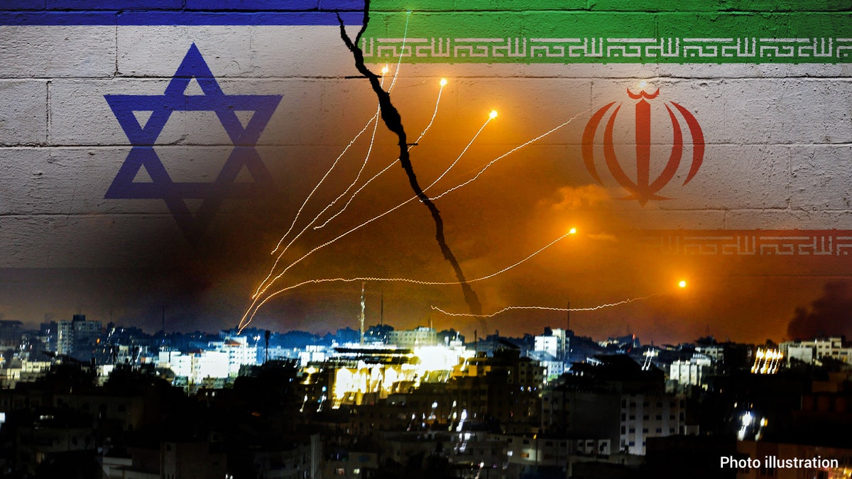 Missiles, Israeli and Iranian flags