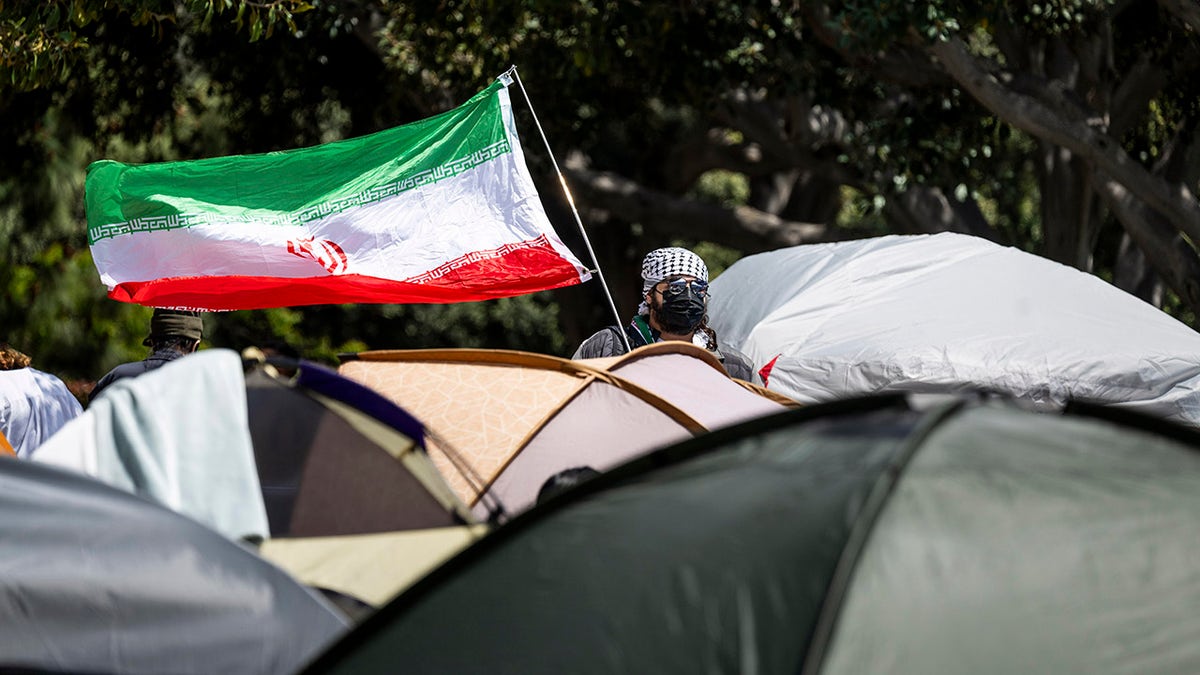 Iranian flag at California anti-Israel protest 