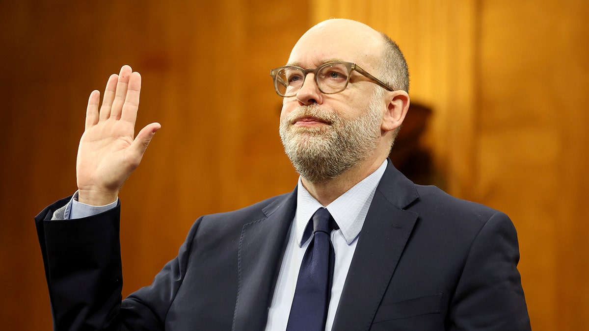 Russell Vought swearing in at hearing