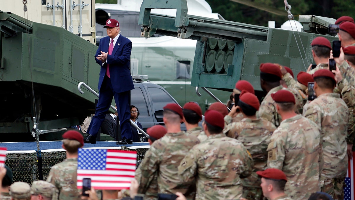 President Donald Trump arrives at the America 250 celebration