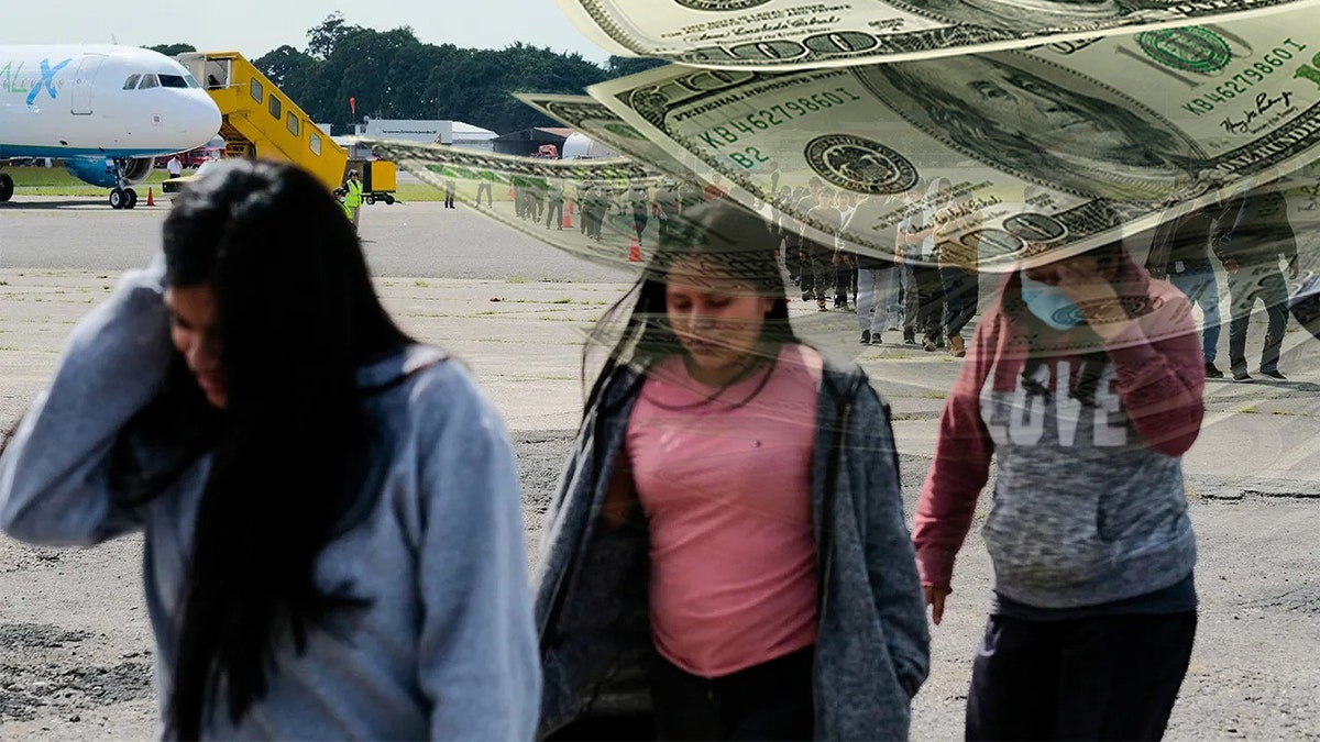 migrants on tarmac photo illustration