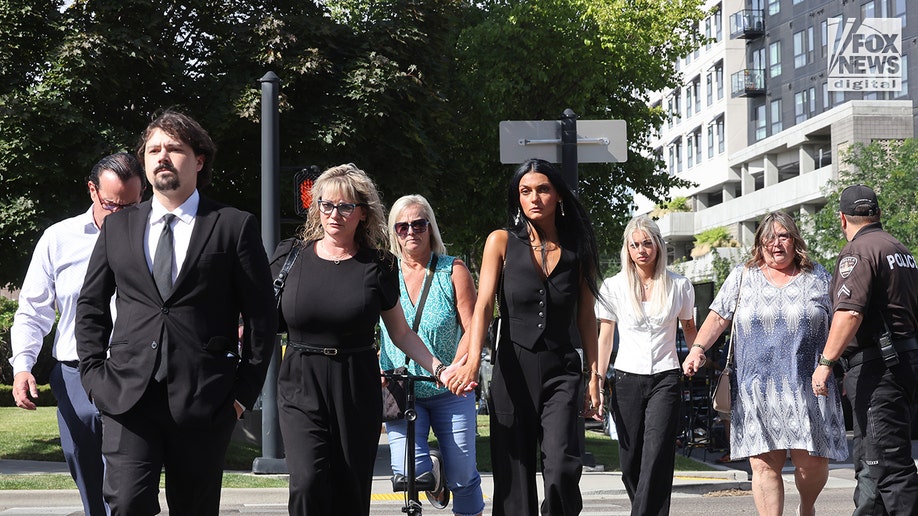 Kohberger victim Kaylee Goncalves's family arrive at court.