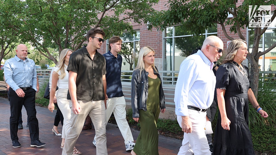Kohberger victim Ethan Chapin's family arrive at court.