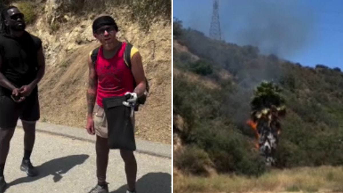 Los Angeles fire suspect confronted