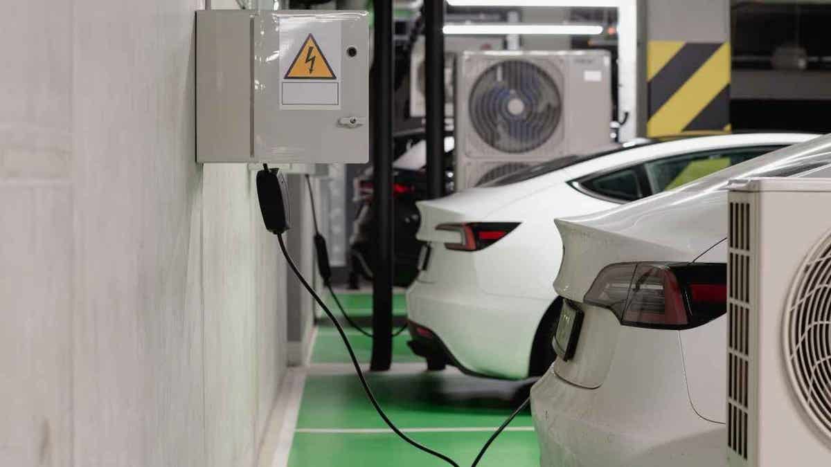 Electric Vehicles charging their electric batteries.