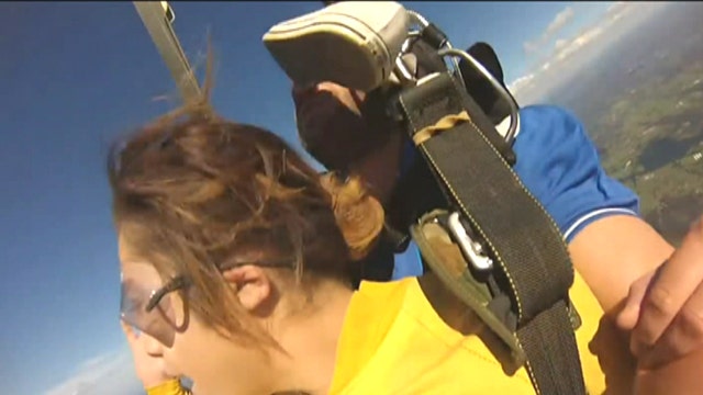 Shoe nails skydiving instructor square in the face