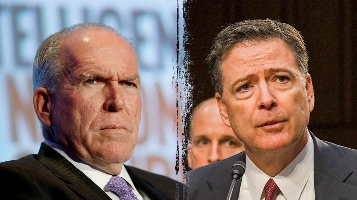 Former CIA Director John Brennan, left. Former FBI Director James Comey, right. 