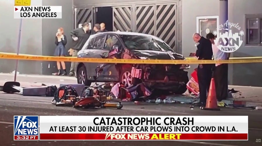 Driver shot after ramming into crowd in Los Angeles, injuring 30