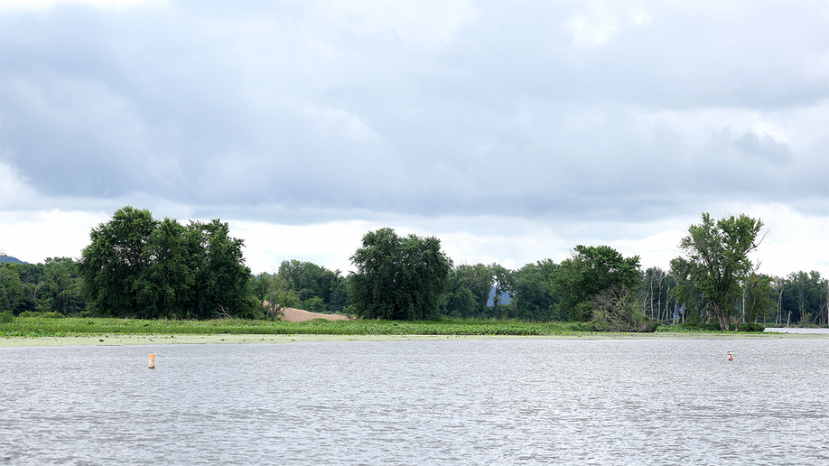 General view of the Mississippi River in Brownsville, MN, Thursday, July 24, 2025 where the body of missing Viterbo University graduate student, Eliotte Heinz was found yesterday.